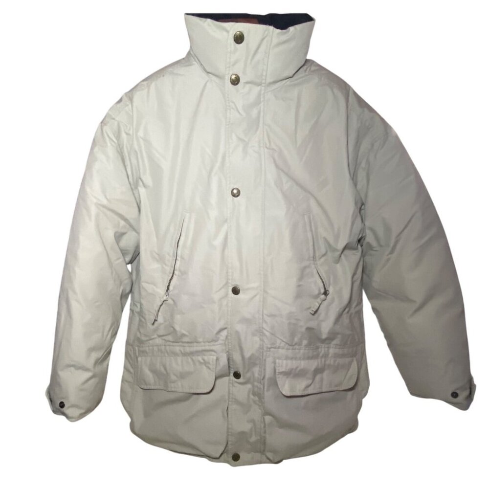 Eddie Bauer Mens Goosedown‎ Coat / Parka Beige Size S Warm Cozy Winter *NO HOOD*